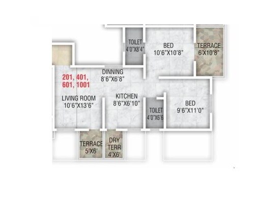 Floor plan of 2 BHK 592 Sq. Ft. Apartment in Star Radhe Harmony, Pune