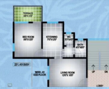Floor plan of 1 BHK 569 Sq. Ft. Apartment in Stark Aura, Pune