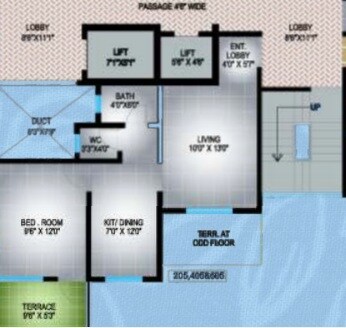Floor plan of 1 BHK 582 Sq. Ft. Apartment in Stark Aura, Pune