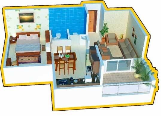 Floor plan of 1 BHK 661 Sq. Ft. Apartment in Sudhir Mandke Armaan, Pune