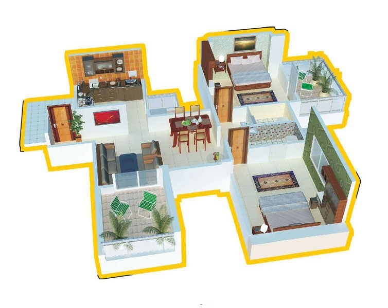 Floor plan of 2 BHK 1172 Sq. Ft. Apartment in Sudhir Mandke Armaan, Pune