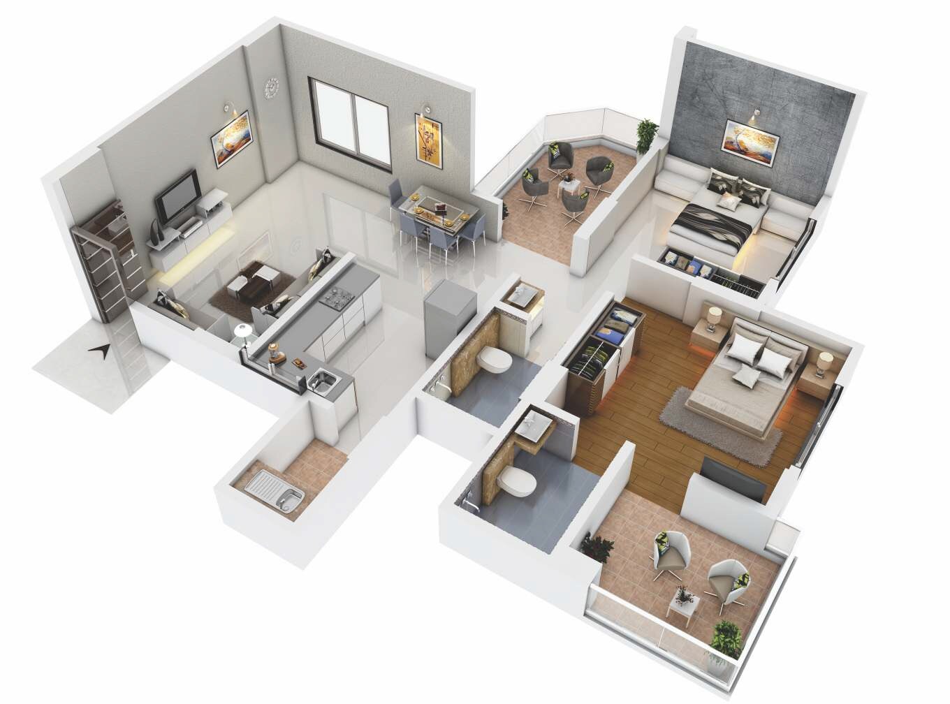 Floor plan of 2 BHK 585 Sq. Ft. Apartment in Sukhwani Celaeno, Pune