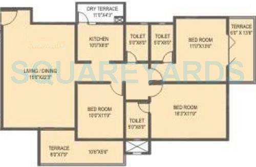 Floor plan of 3 BHK 1831 Sq. Ft. Apartment in Sukhwani Empire Estate Phase 2, Pune