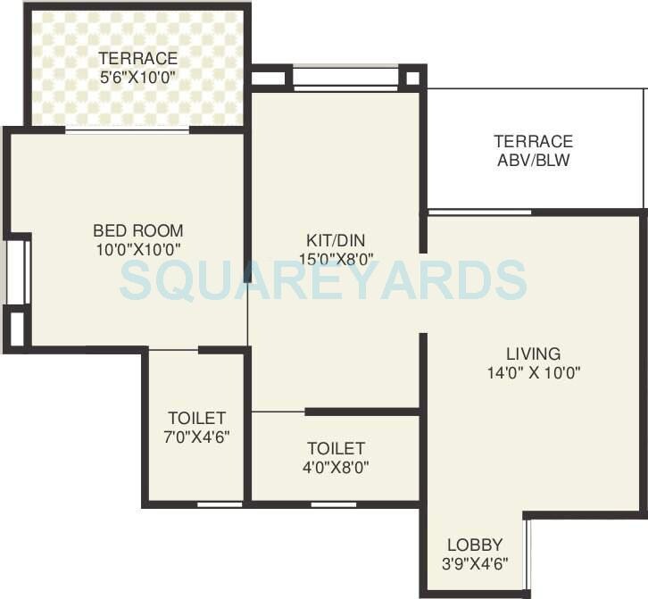 Floor plan of 1 BHK 447 Sq. Ft. Apartment in Sukhwani Gracia, Pune
