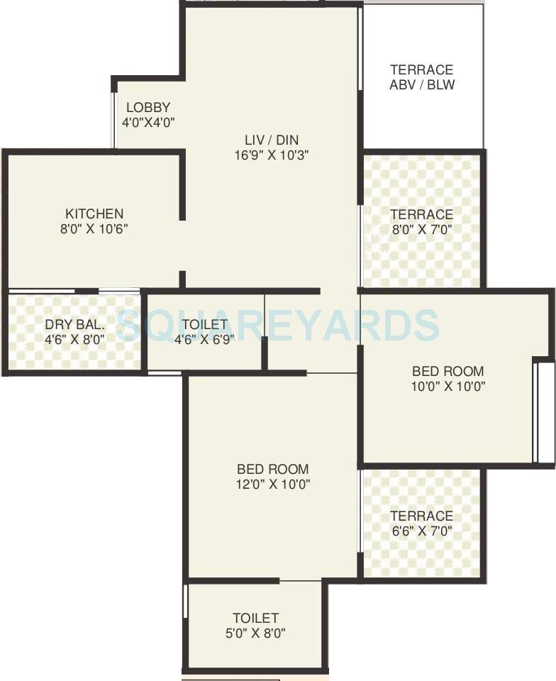 Floor plan of 2 BHK 680 Sq. Ft. Apartment in Sukhwani Gracia, Pune