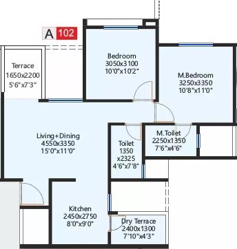 Floor plan of 2 BHK 492 Sq. Ft. Apartment in Sukhwani Highlands, Pune