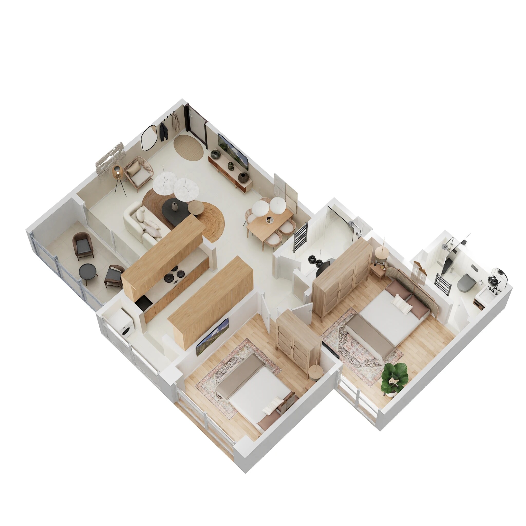 Floor plan of 2 BHK 737 Sq. Ft. Apartment in Sukhwani Kingsley, Pune