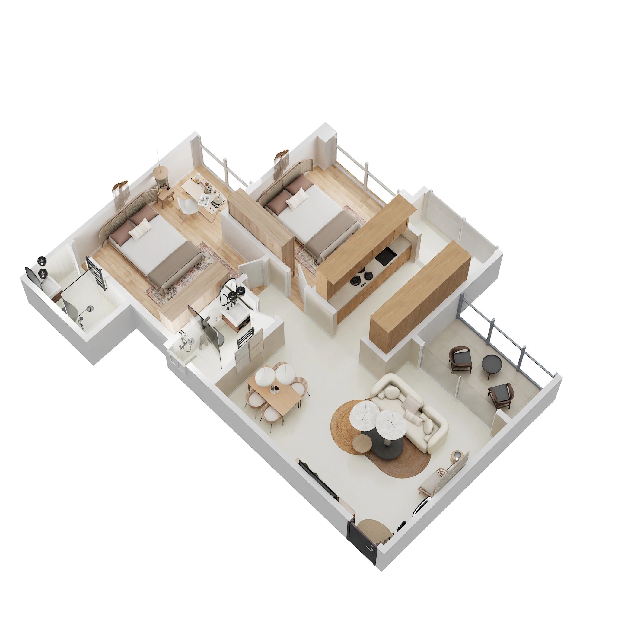 Floor plan of 2 BHK 785 Sq. Ft. Apartment in Sukhwani Kingsley, Pune