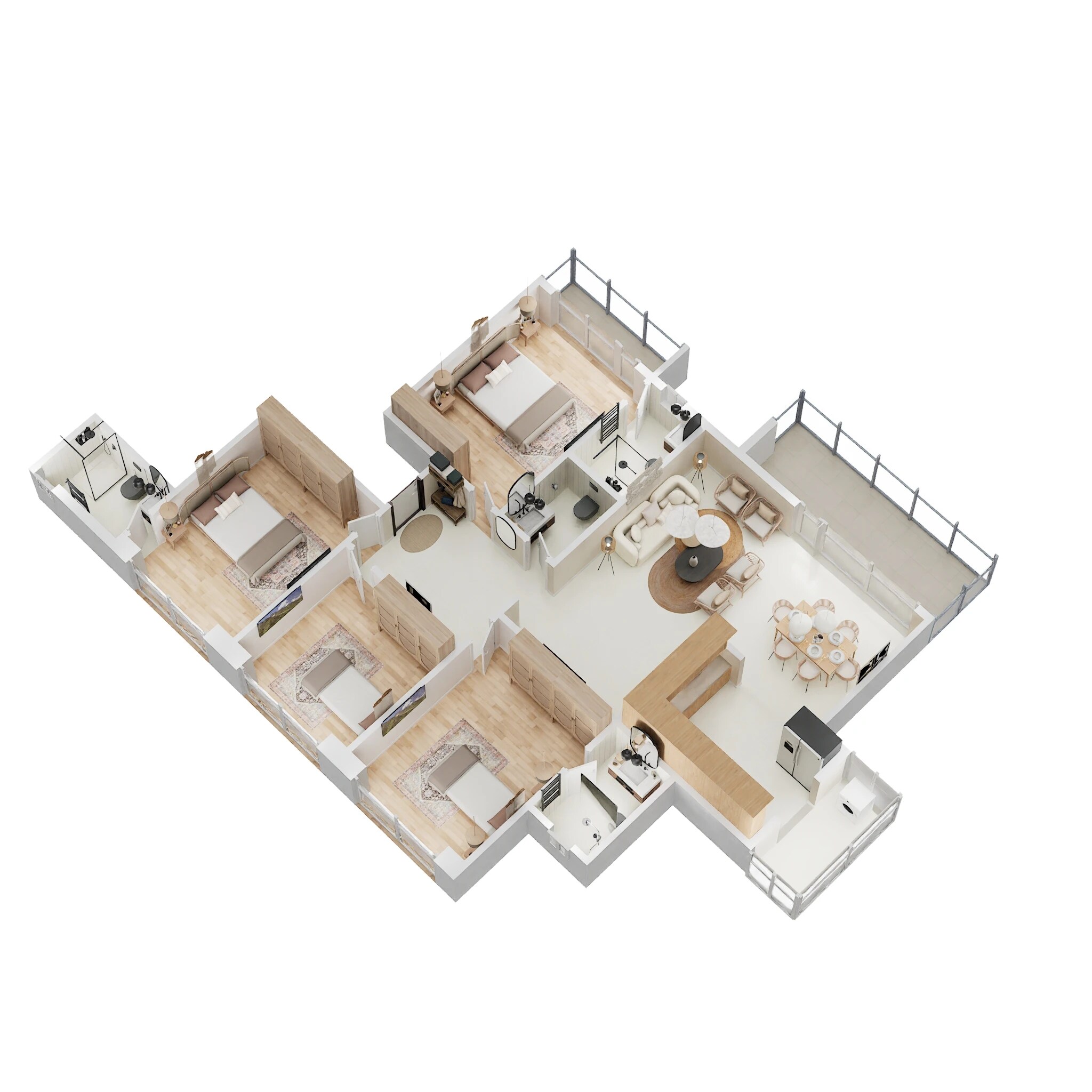 Floor plan of 4 BHK 1566 Sq. Ft. Apartment in Sukhwani Kingsley, Pune