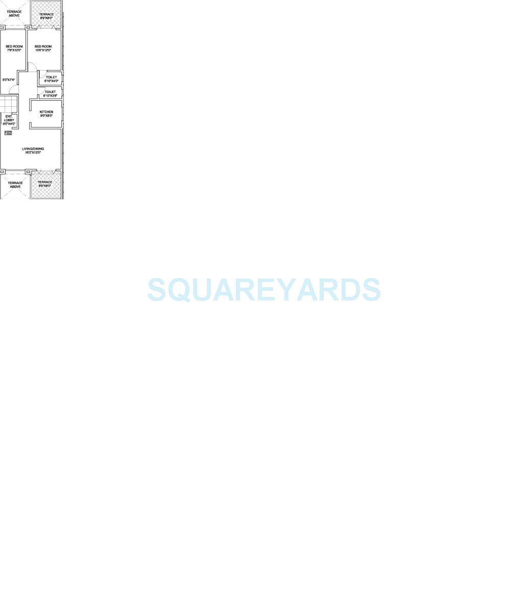 Floor plan of 2 BHK 1129 Sq. Ft. Apartment in Sukhwani Kingston Avenue, Pune