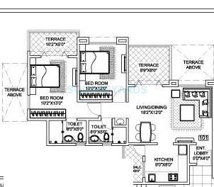 Floor plan of 2 BHK 1139 Sq. Ft. Apartment in Sukhwani Kingston Avenue, Pune