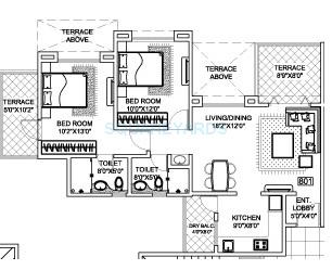 Floor plan of 2 BHK 1145 Sq. Ft. Apartment in Sukhwani Kingston Avenue, Pune