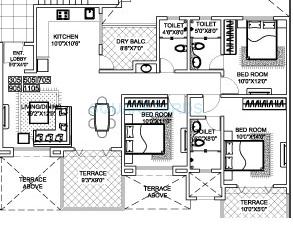 Floor plan of 3 BHK 1485 Sq. Ft. Apartment in Sukhwani Kingston Avenue, Pune