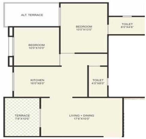 Floor plan of 2 BHK 1100 Sq. Ft. Apartment in Sukhwani Kisan Krupa CHS, Pune