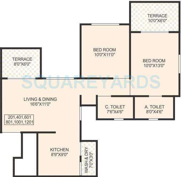 2 BHK 1011 Sq. Ft. Apartment in Sukhwani Pacific