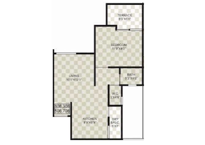 Floor plan of 1 BHK 506 Sq. Ft. Apartment in Sukhwani Palms, Pune