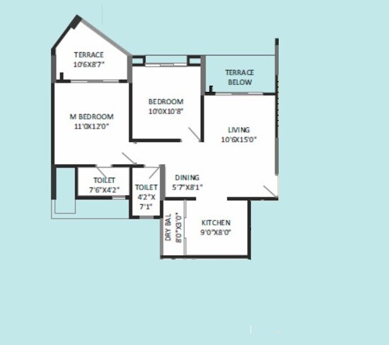 Floor plan of 2 BHK 628 Sq. Ft. Apartment in Sukhwani Panorama, Pune