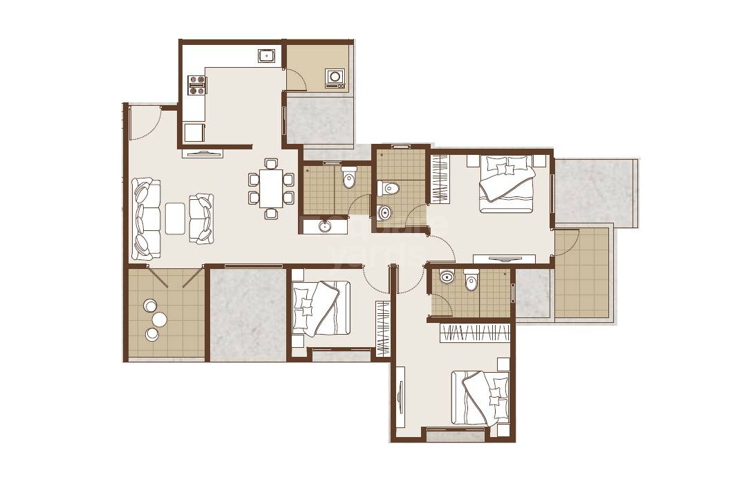 3 BHK 1035 Sq. Ft. Apartment