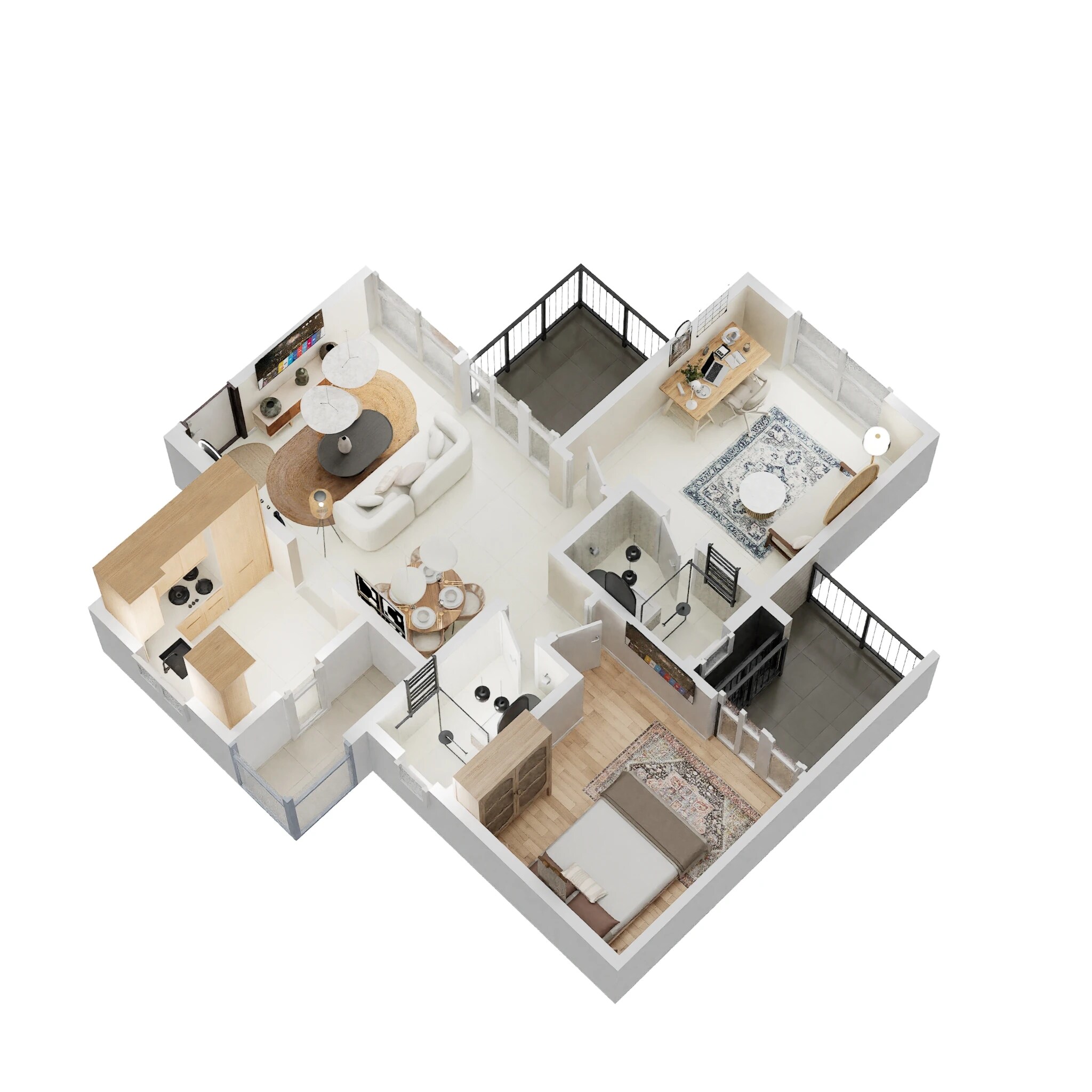 Floor plan of 2 BHK 821 Sq. Ft. Apartment in Sukhwani Skylines, Pune