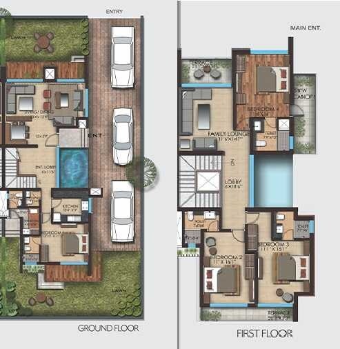 Floor plan of 4 BHK 2143 Sq. Ft. Villa in Sukhwani The Villas, Pune