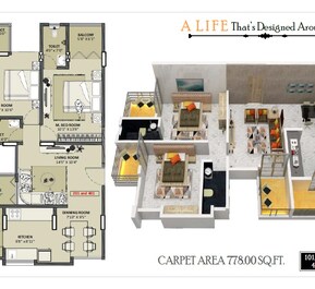 2 BHK 778 Sq. Ft. Apartment in Suman Renaissance
