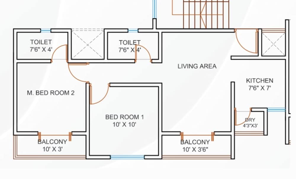2 BHK 607 Sq. Ft. Apartment