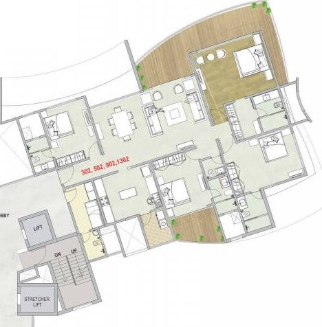 Floor plan of 4 BHK 1681 Sq. Ft. Apartment in Supreme Amadore, Pune