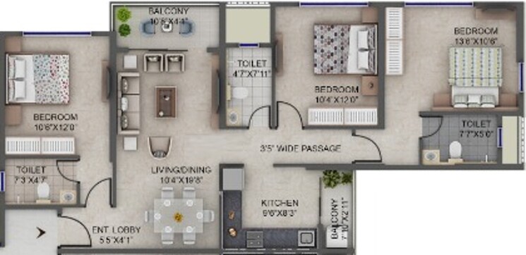 Other, supreme-estia-phase-1 3 Bedroom 1305 Sq.Ft. Apartment In Baner Pune 9362885