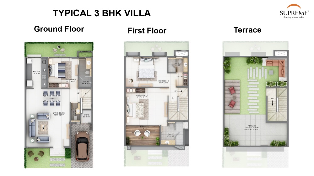 3 BHK 1371 Sq. Ft. Villa in Supreme Villagio