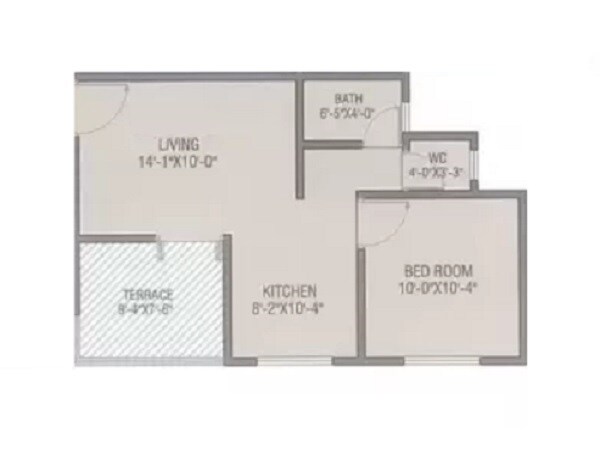 Floor plan of 1 BHK 302 Sq. Ft. Apartment in Suraj Aryan Landmark, Pune