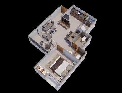 Floor plan of 1 BHK Apartment - 455 sq. ft. in Suraj Ekyum, Pune
