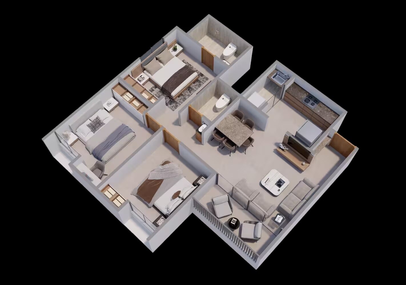 2 BHK 1032 Sq. Ft. Apartment