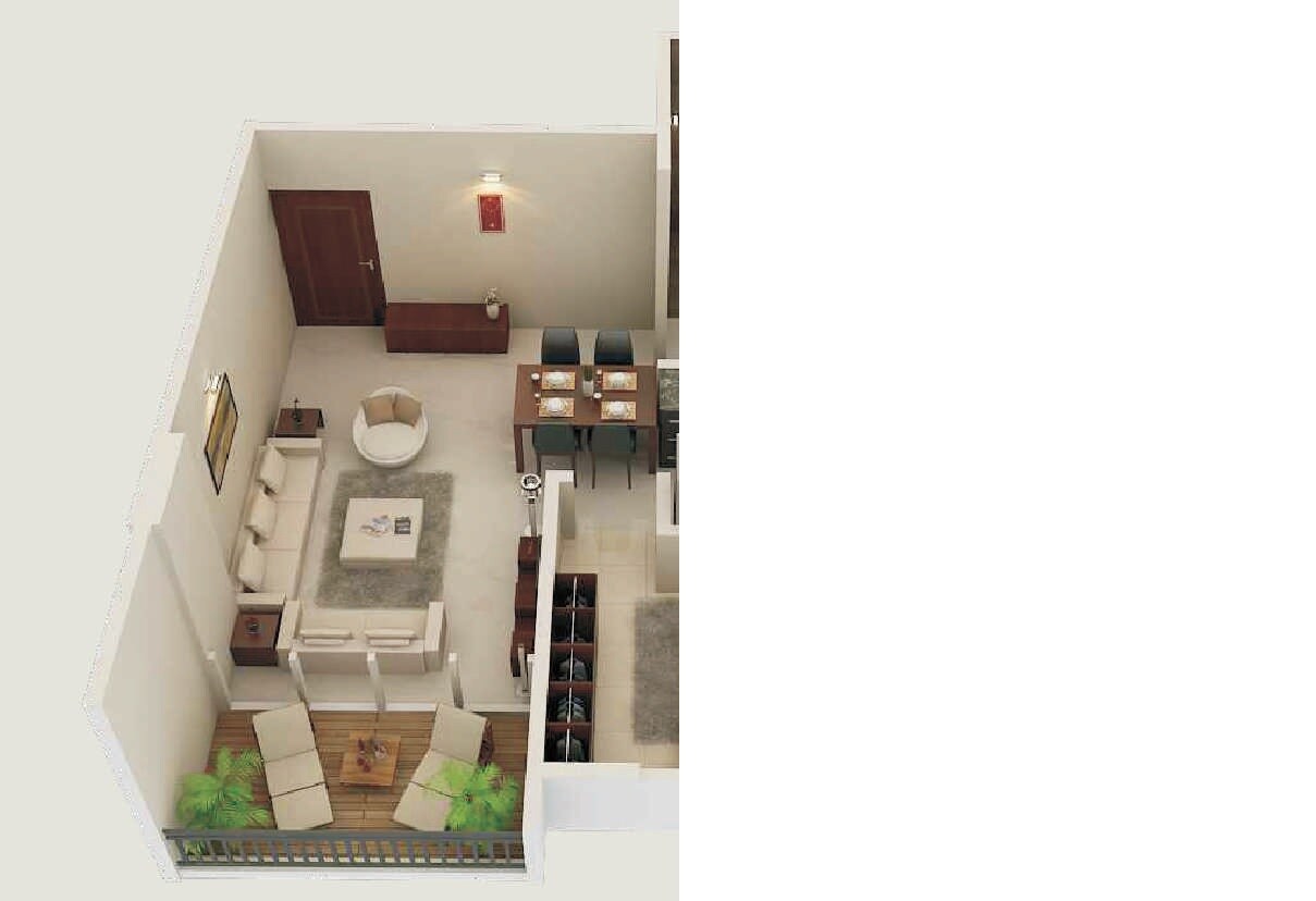 Floor plan of 2 BHK 541 Sq. Ft. Apartment in Surana Zinnea, Pune