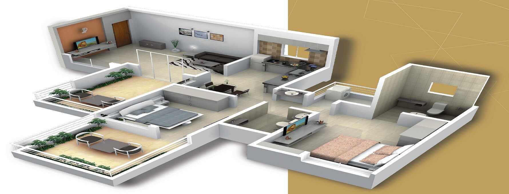 Floor plan of 2 BHK 645 Sq. Ft. Apartment in Suvan Cresta, Pune