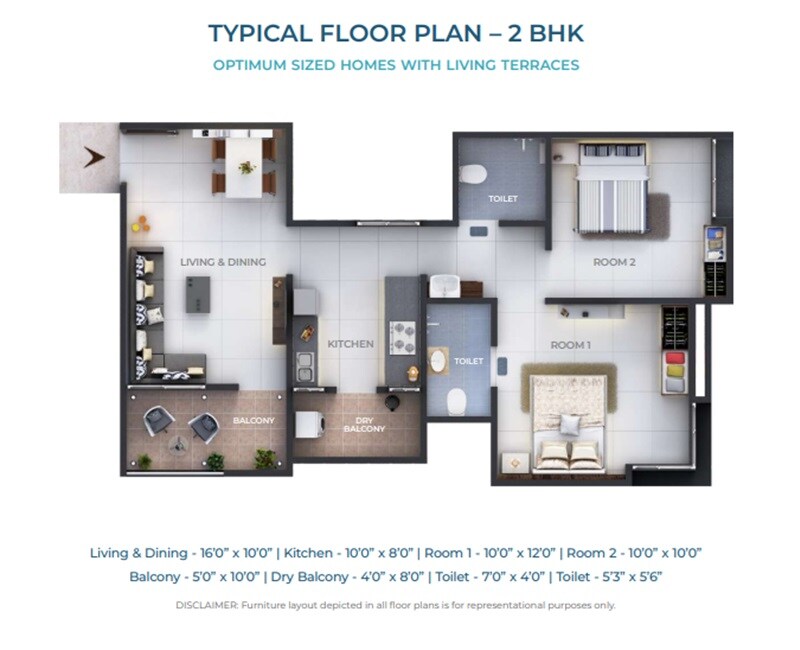 Floor plan of 2 BHK 578 Sq. Ft. Apartment in Suvan Shades, Pune