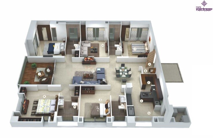 4 BHK 1961 Sq. Ft. Apartment