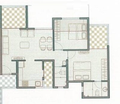 Floor plan of 2 BHK 787 Sq. Ft. Apartment in Suyog Space, Pune