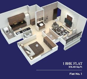 1 BHK 515 Sq. Ft. Apartment in Suyog Sweet Home