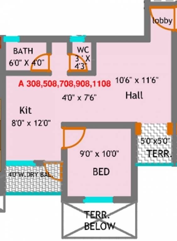 1 BHK 600 Sq. Ft. Apartment
