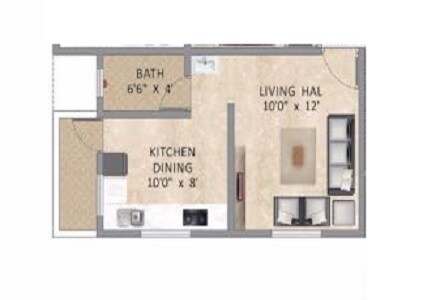 Floor plan of 325 Sq. Ft. Studio in Swamee Five Star, Pune