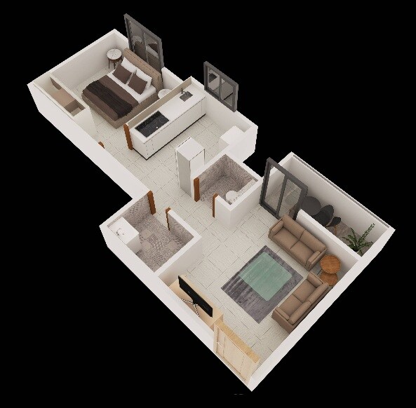 1 BHK 411 Sq. Ft. Apartment