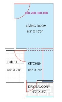 Floor plan of 158 Sq. Ft. Studio in Swaraa Maza Gharkul, Pune