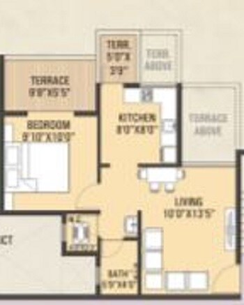 Floor plan of 1 BHK 430 Sq. Ft. Apartment in Swastik Sanidhya Residency, Pune