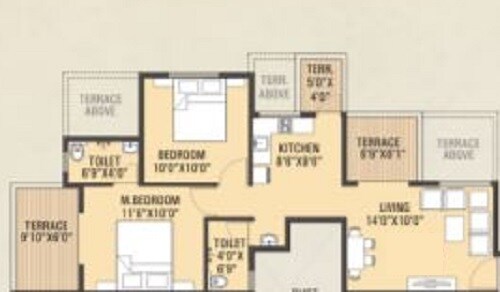 Floor plan of 2 BHK 590 Sq. Ft. Apartment in Swastik Sanidhya Residency, Pune