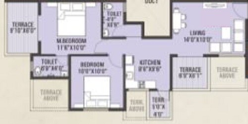 Floor plan of 2 BHK 661 Sq. Ft. Apartment in Swastik Sanidhya Residency, Pune