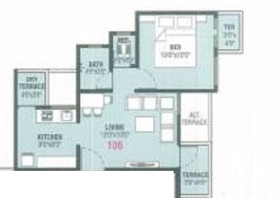 Floor plan of 1 BHK 401 Sq. Ft. Apartment in Swastik Spira, Pune
