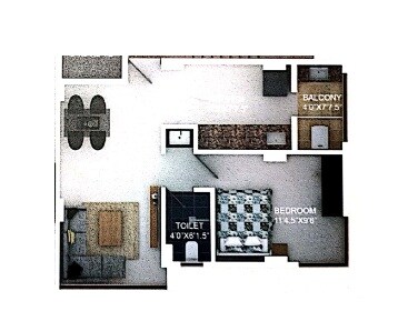 Floor plan of 1 BHK 451 Sq. Ft. Apartment in Swastik Varad Viraj, Pune