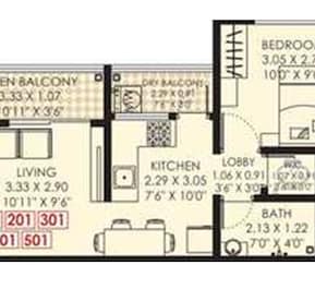 1 BHK 401 Sq. Ft. Apartment in Swayam Vrindavan Galaxy