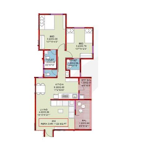 3 BHK 1350 Sq. Ft. Apartment