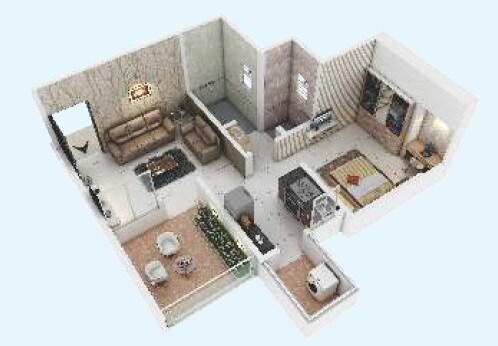 1 BHK 332 Sq. Ft. Apartment